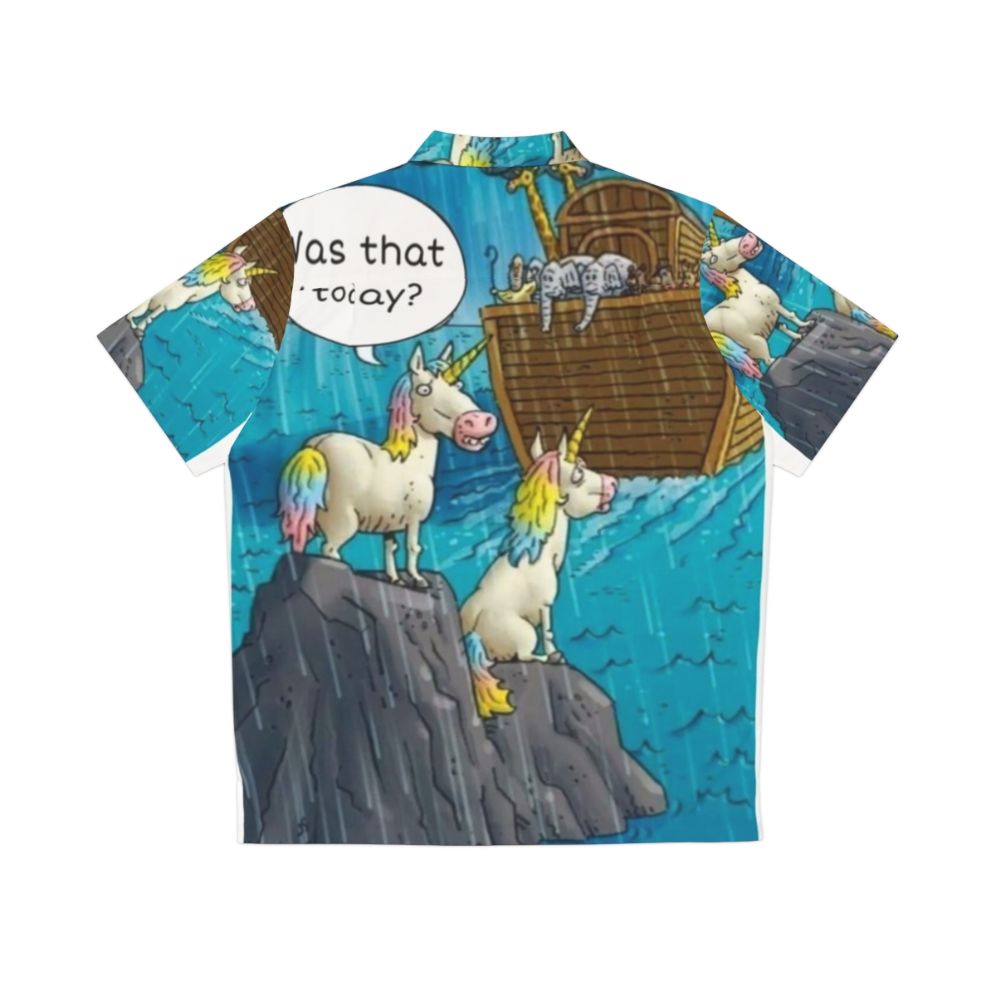 Cute Funny Noah's Ark Unicorn Hawaiian Shirt Design - Back