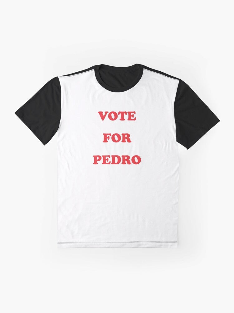 Vote for Pedro graphic t-shirt with iconic design from the movie Napoleon Dynamite - Flat lay