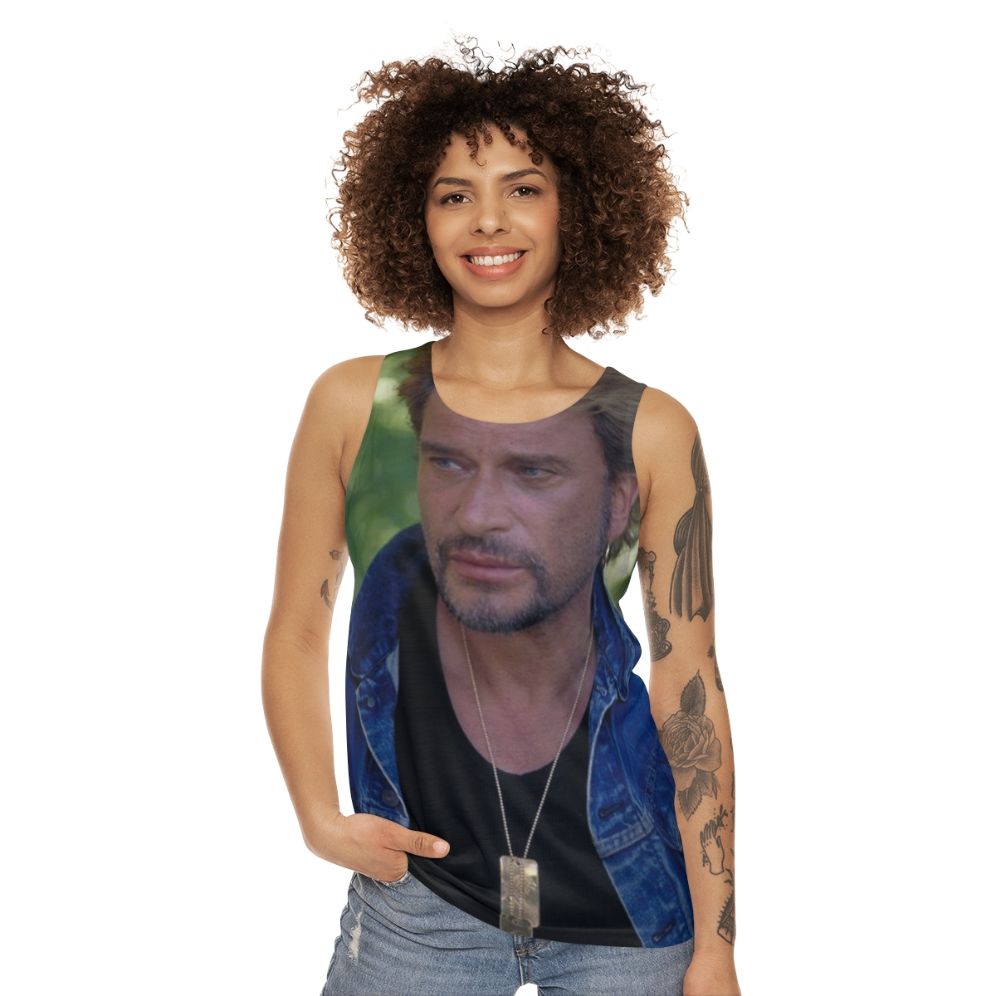 Johnny Hallyday French music icon unisex tank top - women