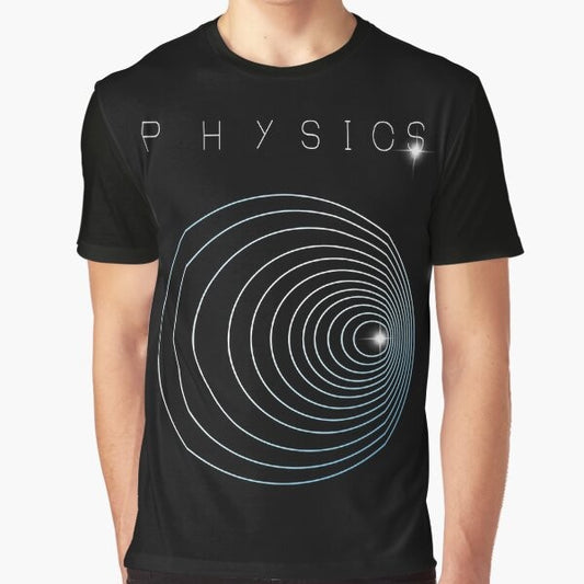 Doppler effect physics graphic t-shirt with circles and glimmer