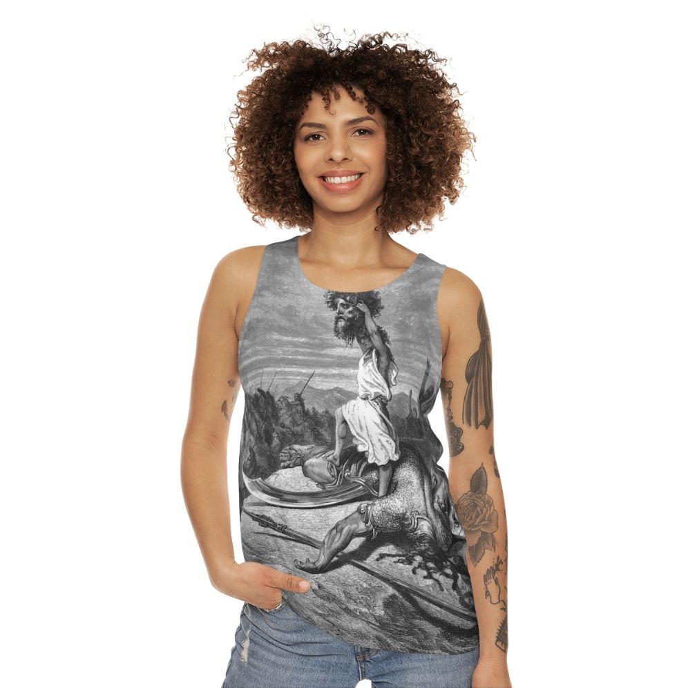 Unisex tank top featuring Davide E Golia biblical history artwork - women