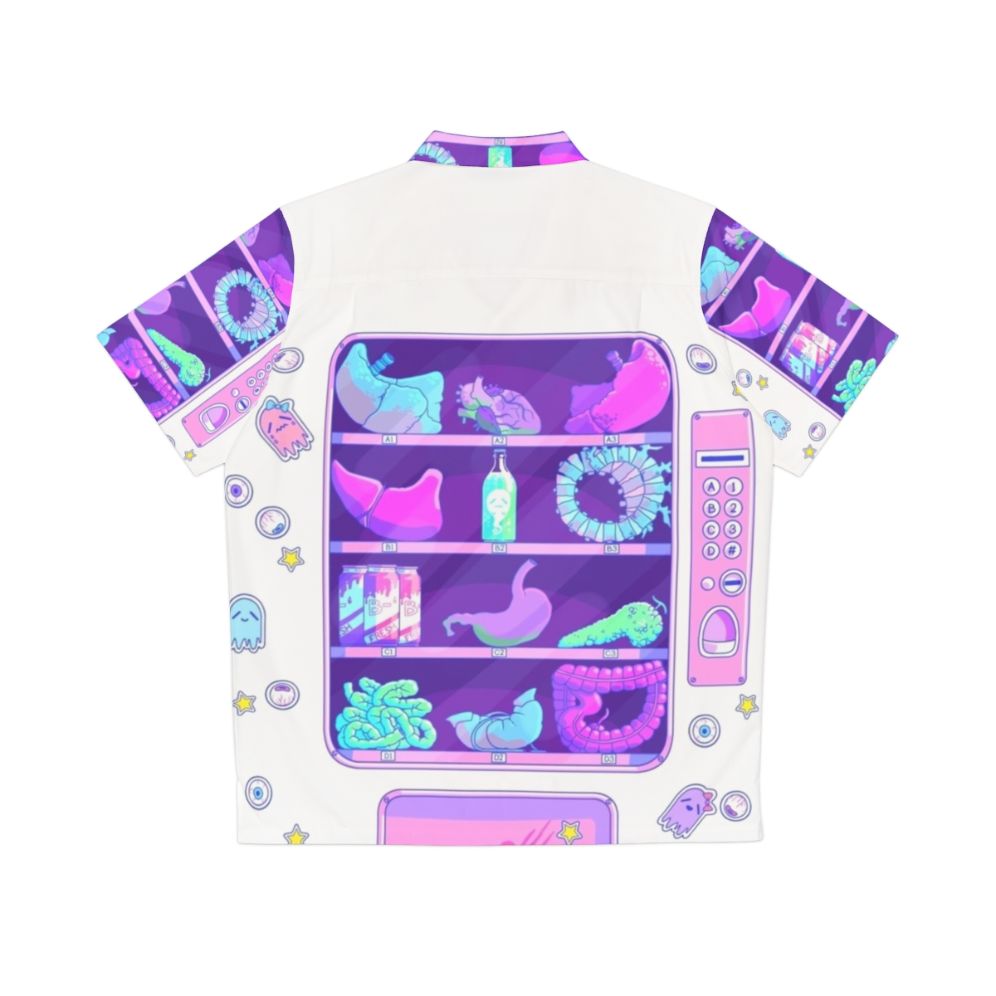 Pastel goth Hawaiian shirt with creepy cartoon organs - Back