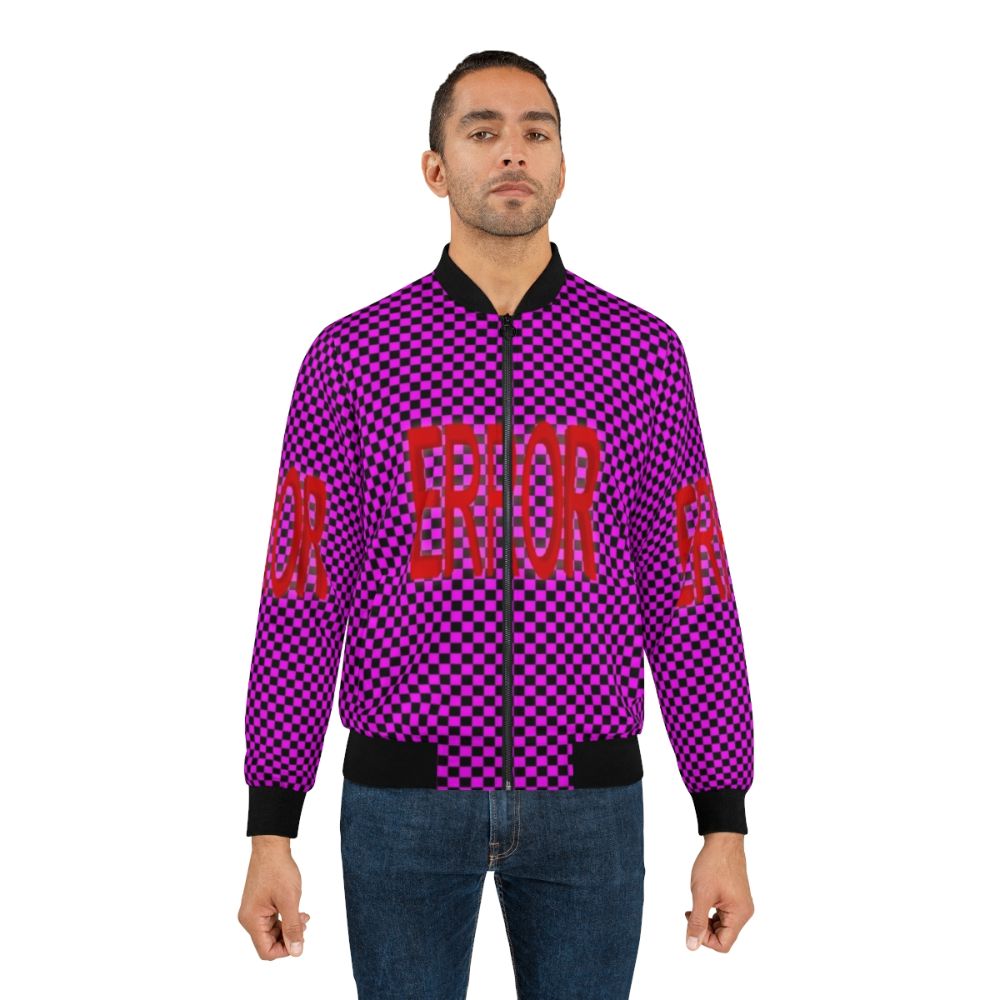 "Error Glitch Bomber Jacket - Featuring a video game inspired digital error texture design" - Lifestyle