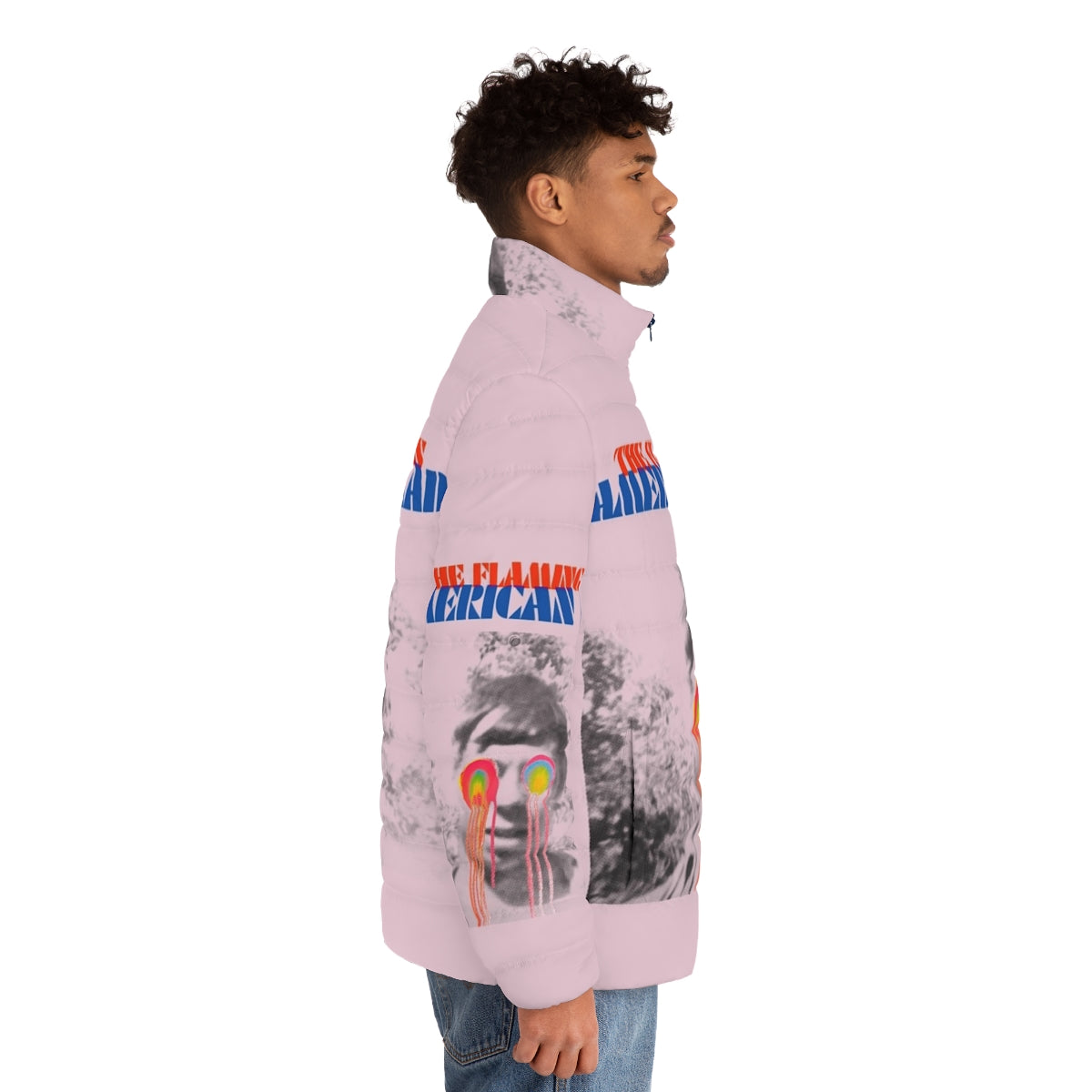 The Flaming Lips American Head Puffer Jacket for Alternative Music Lovers - men side right