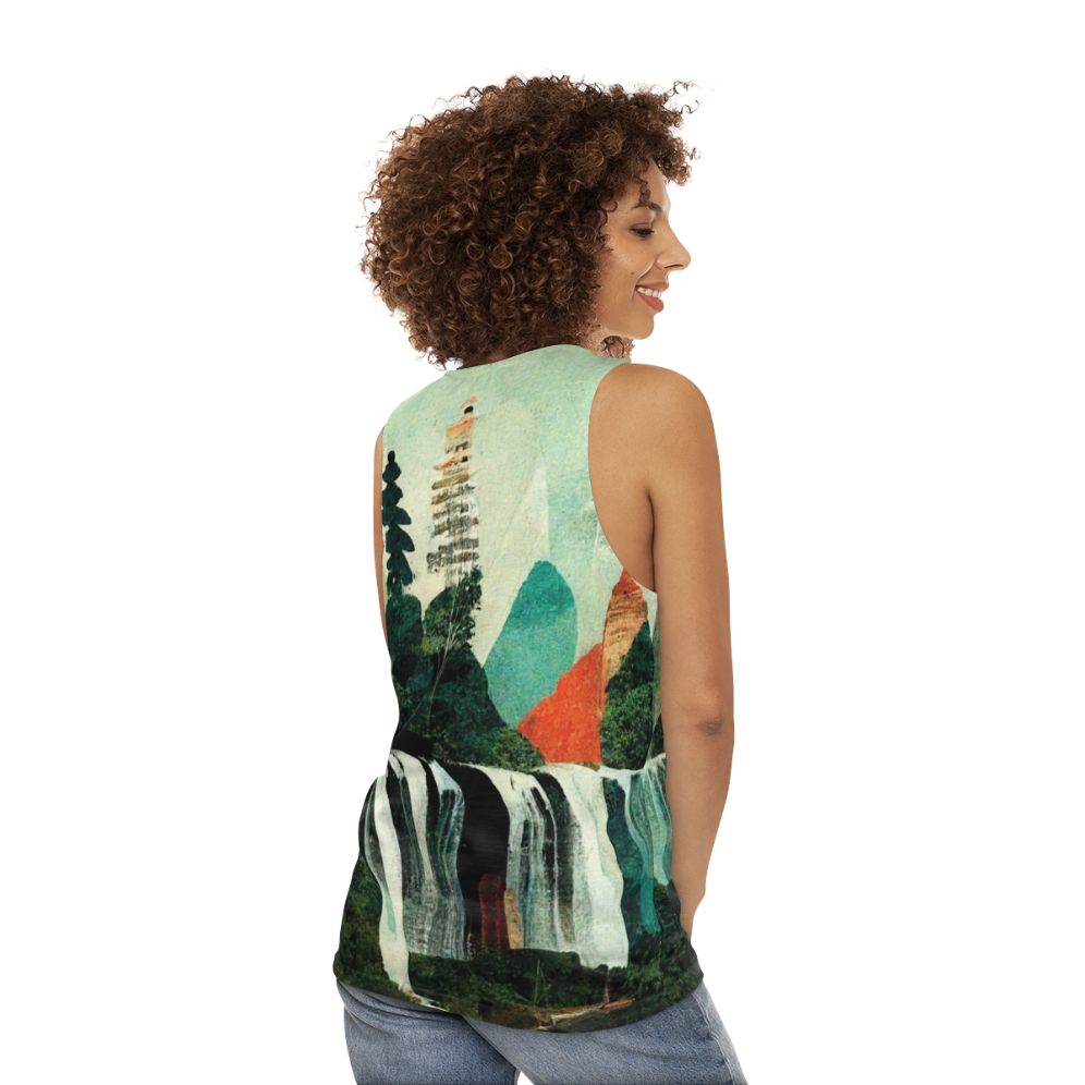 Waterfall artwork unisex tank top - women back