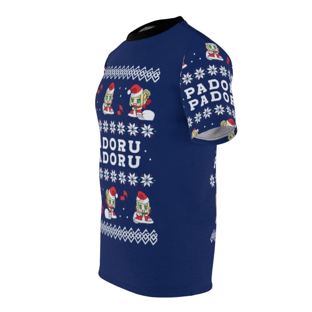 Padoru themed anime t-shirt featuring characters from the Fate series, including Saber, Nero, and Claudius, perfect for fans of Fate Grand Order and winter holiday celebrations. - men left