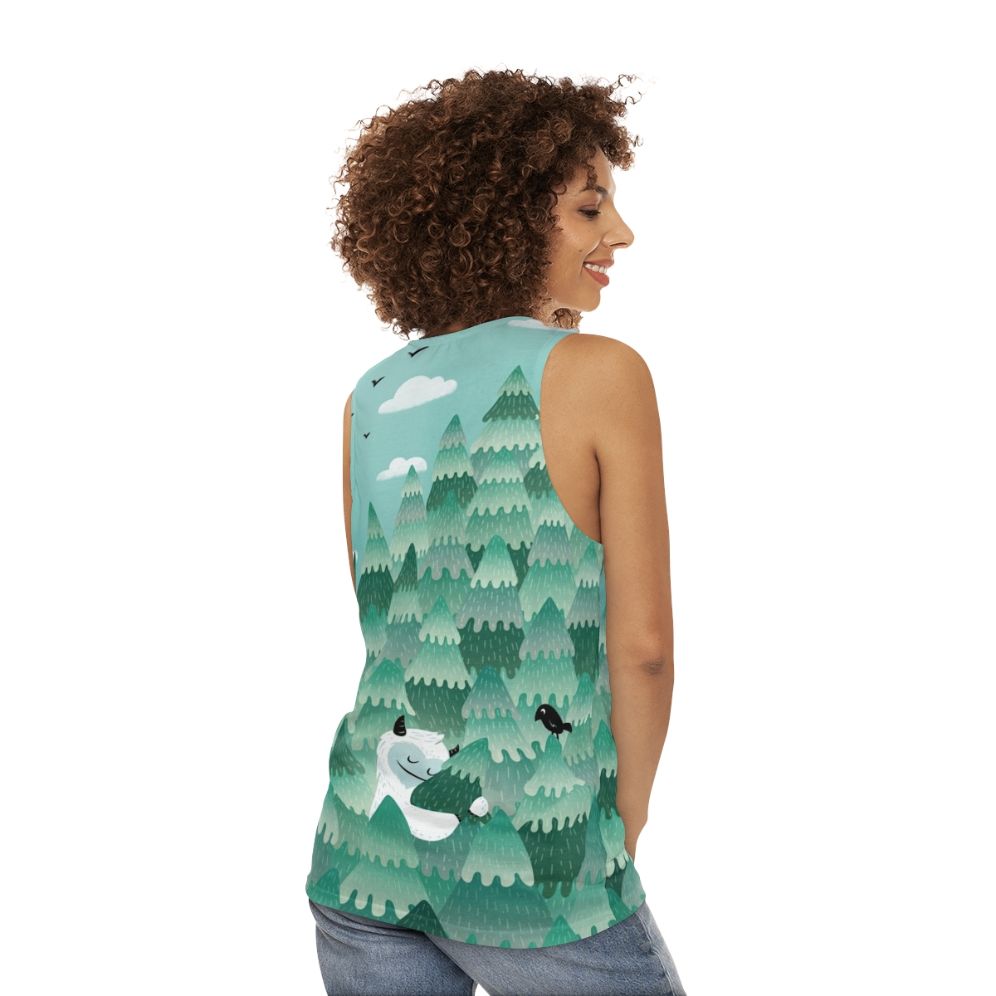 Tree hugger nature inspired unisex tank top - women back