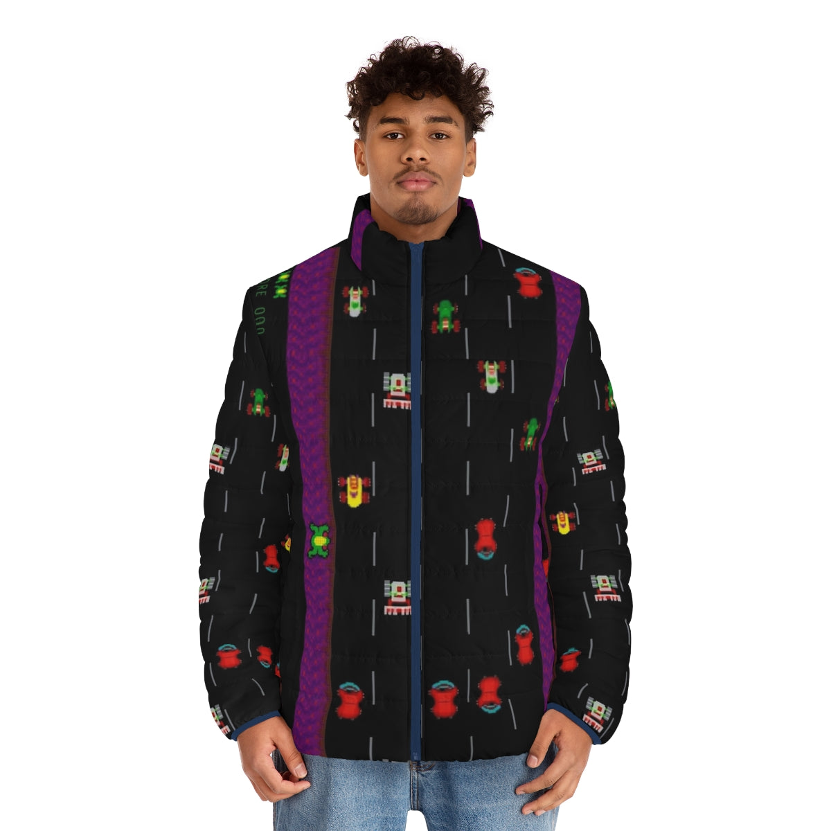 Frogger Puffer Jacket - Retro Gaming Inspired Outerwear - men front