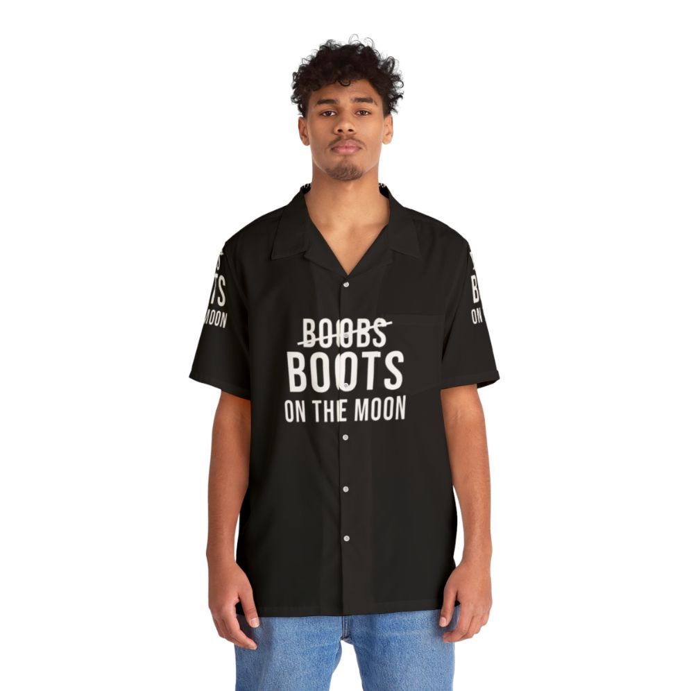 Boots on the Moon Space Force Inspired Hawaiian Shirt - People Front