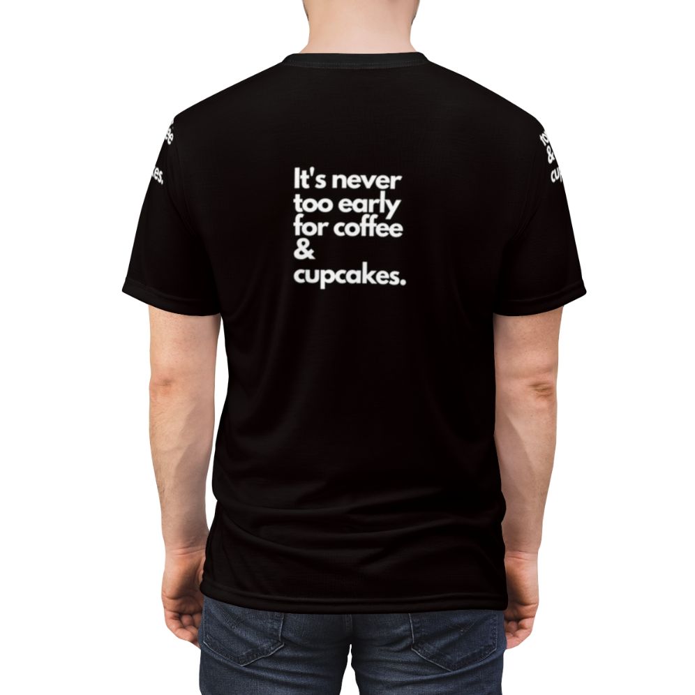 AOP T-shirt featuring a design for coffee and cupcake lovers - men back