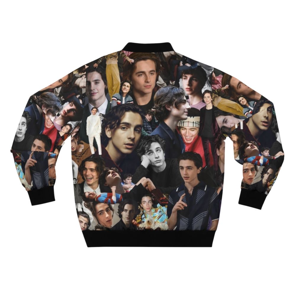 Timothée Chalamet inspired bomber jacket with collage design - Back