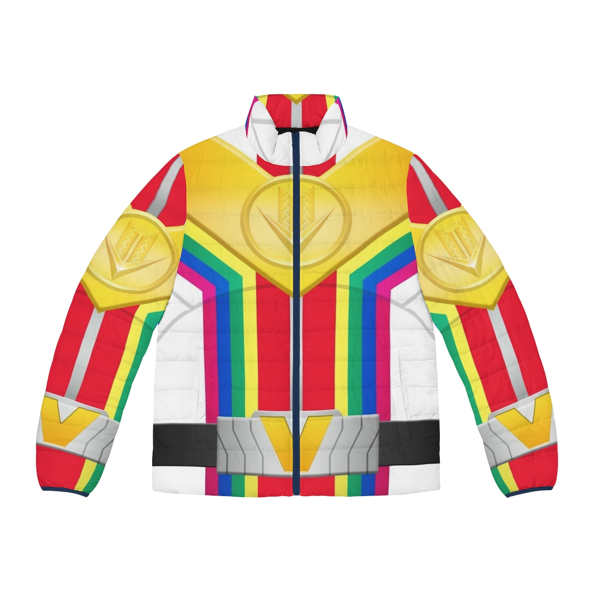 Zenkaiser Puffer Jacket with Rainbow Colors