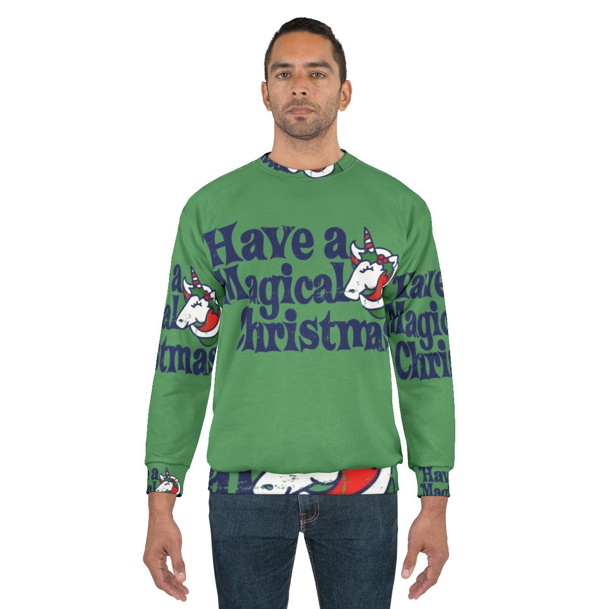 Have a Magical Christmas' unicorn design on a cozy sweatshirt - men