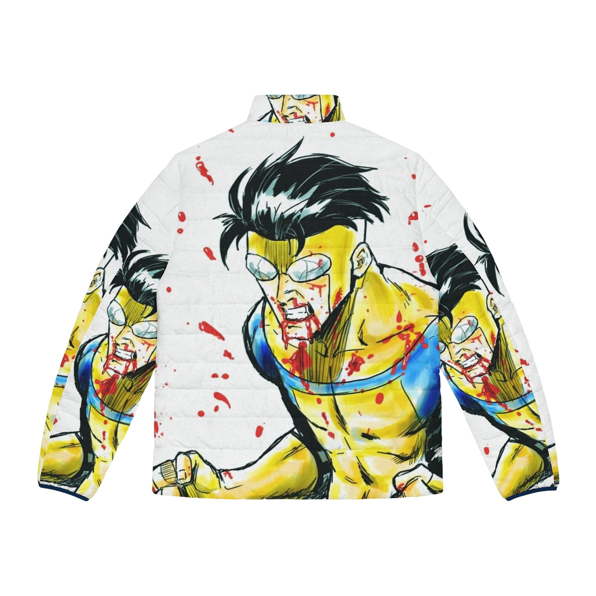 Superhero-inspired puffer jacket featuring Invincible and Omni Man characters - Back