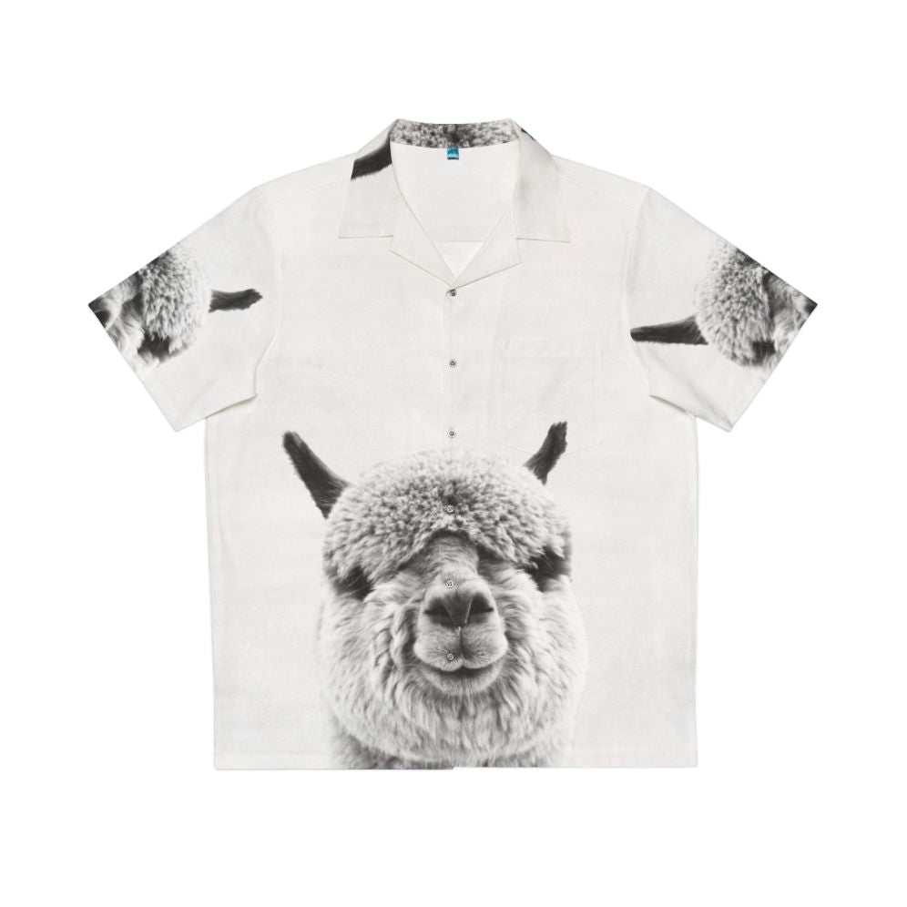 Alpaca Hawaiian shirt with tropical nature-inspired animal print design