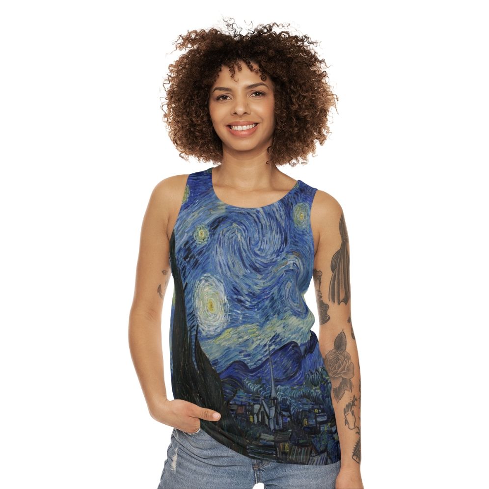 The Starry Night' by Vincent Van Gogh Unisex Tank Top - women