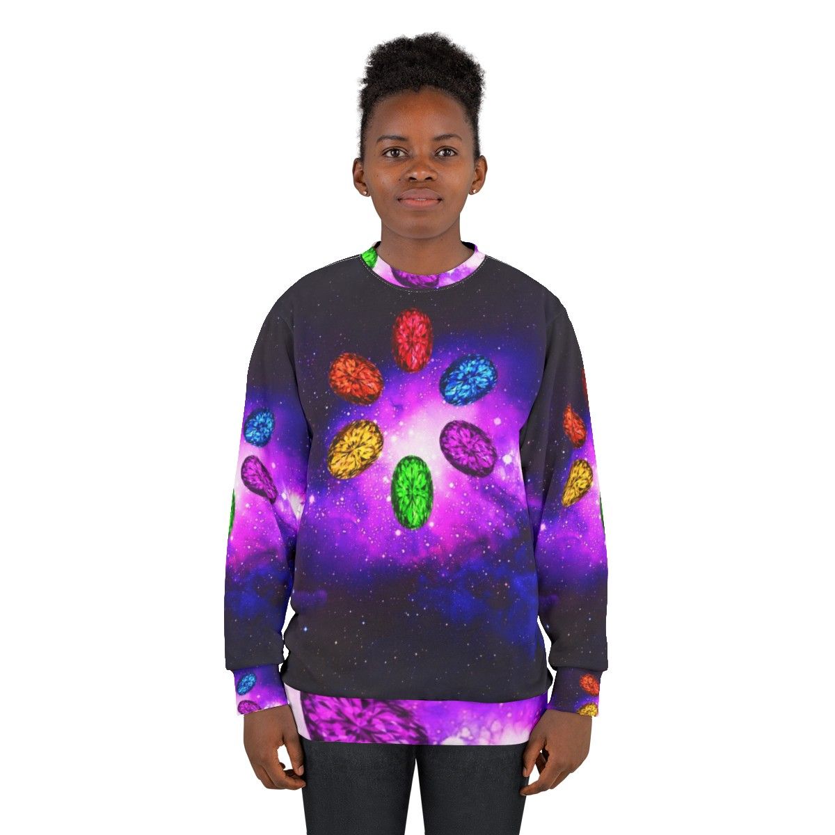 Infinity stones galaxy sweatshirt with space and Marvel design - women