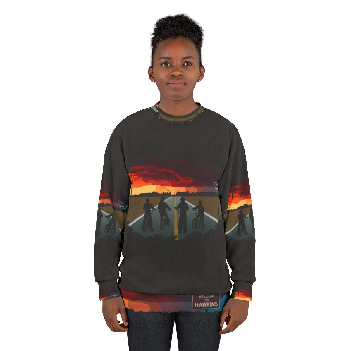 Stranger Things Hawkins Sweatshirt with Upside Down Design - women