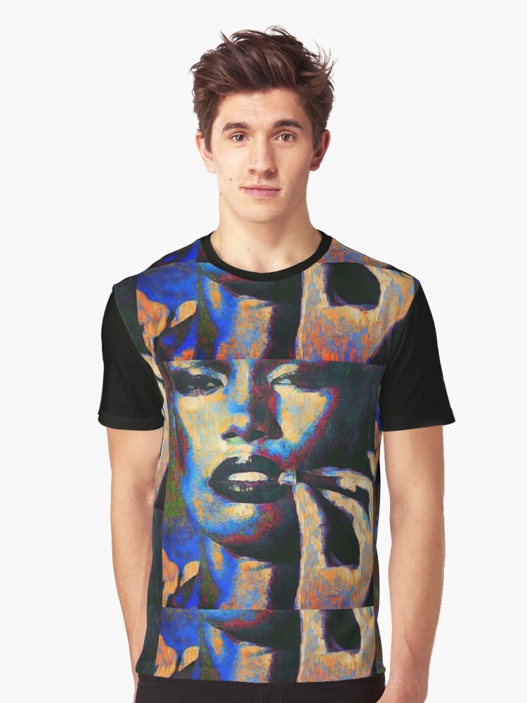 Grace Jones inspired graphic t-shirt featuring a street art-style illustration of the iconic musician - Men