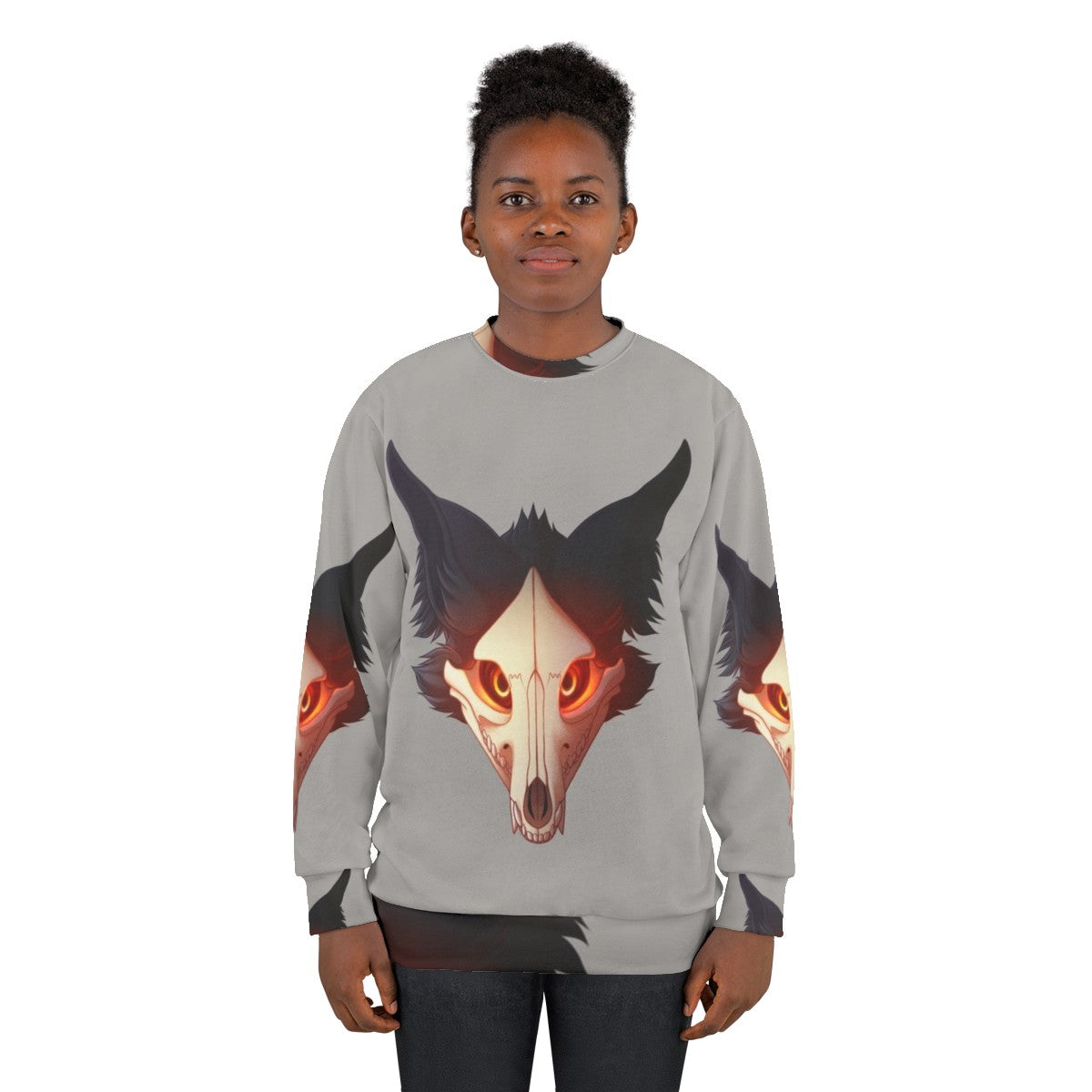 Spooky Cadaver Sweatshirt with Skulldog Design - women