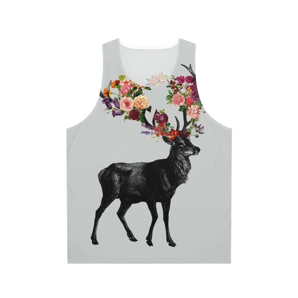 Floral spring deer design unisex tank top