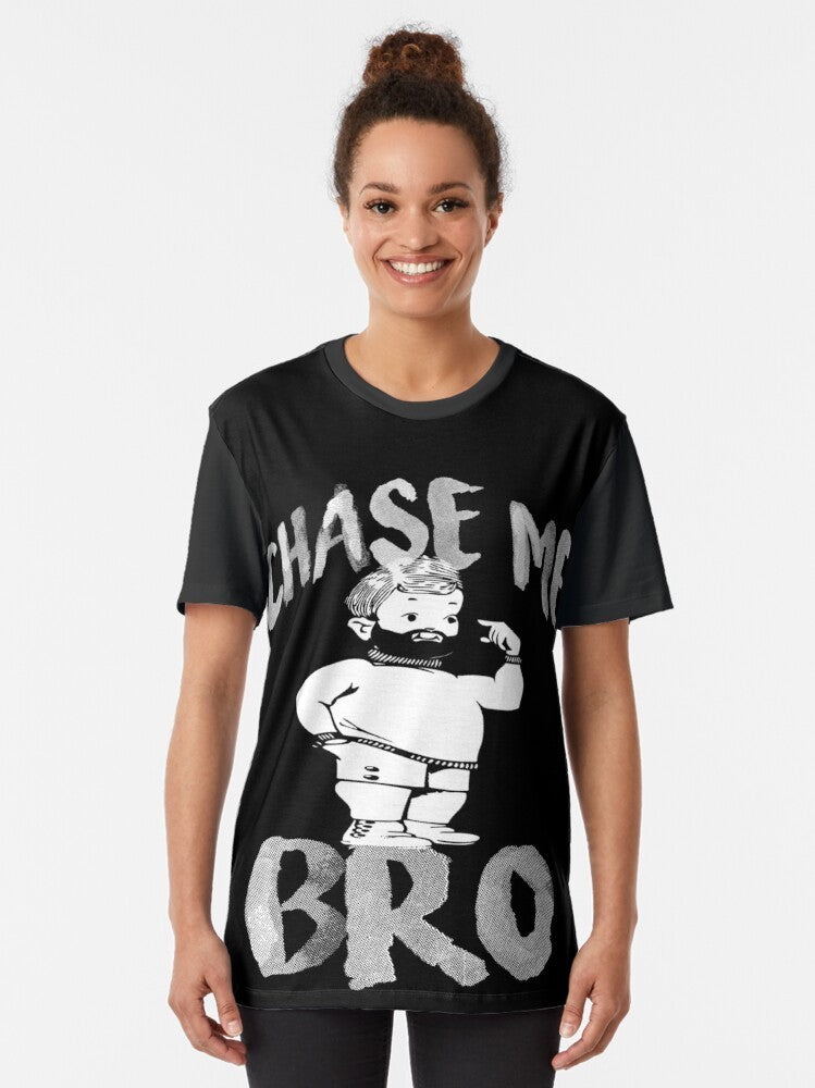 Gay Pride "Chase Me Bro" graphic t-shirt featuring a bear design - Women