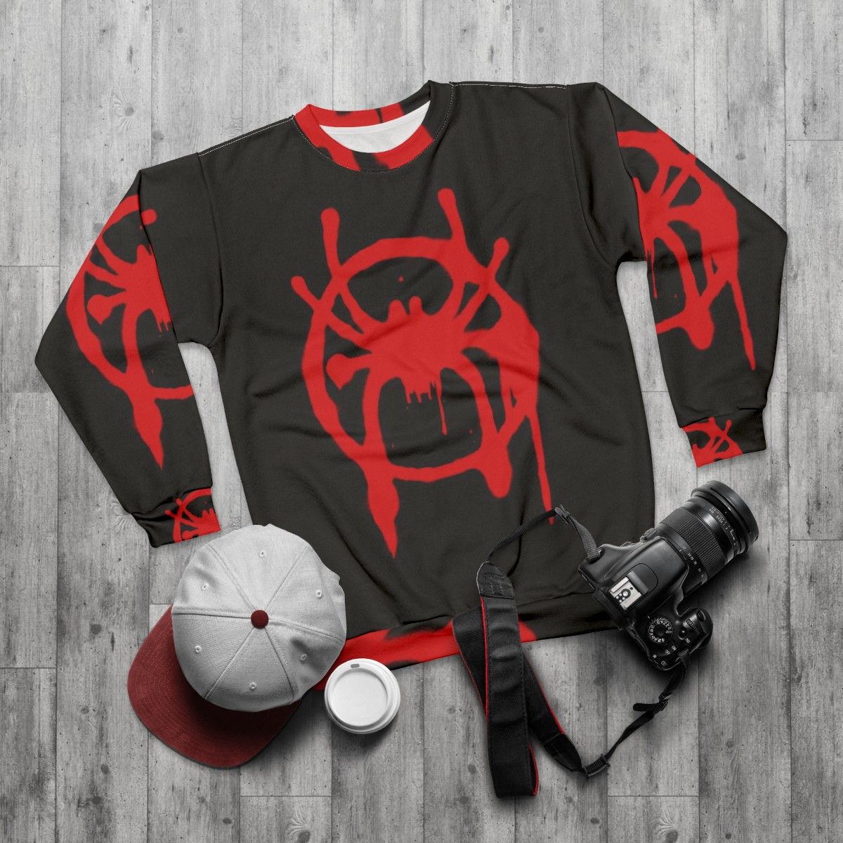 Spider-Verse Sweatshirt with Miles Morales Graphic - flat lay