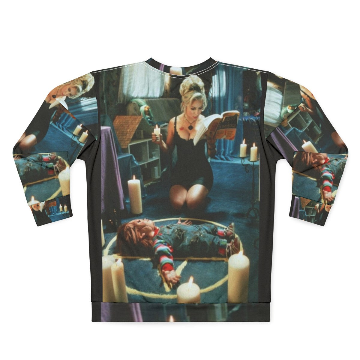 Bride of Chucky Horror Sweatshirt with Tiffany and Chucky Graphic - Back