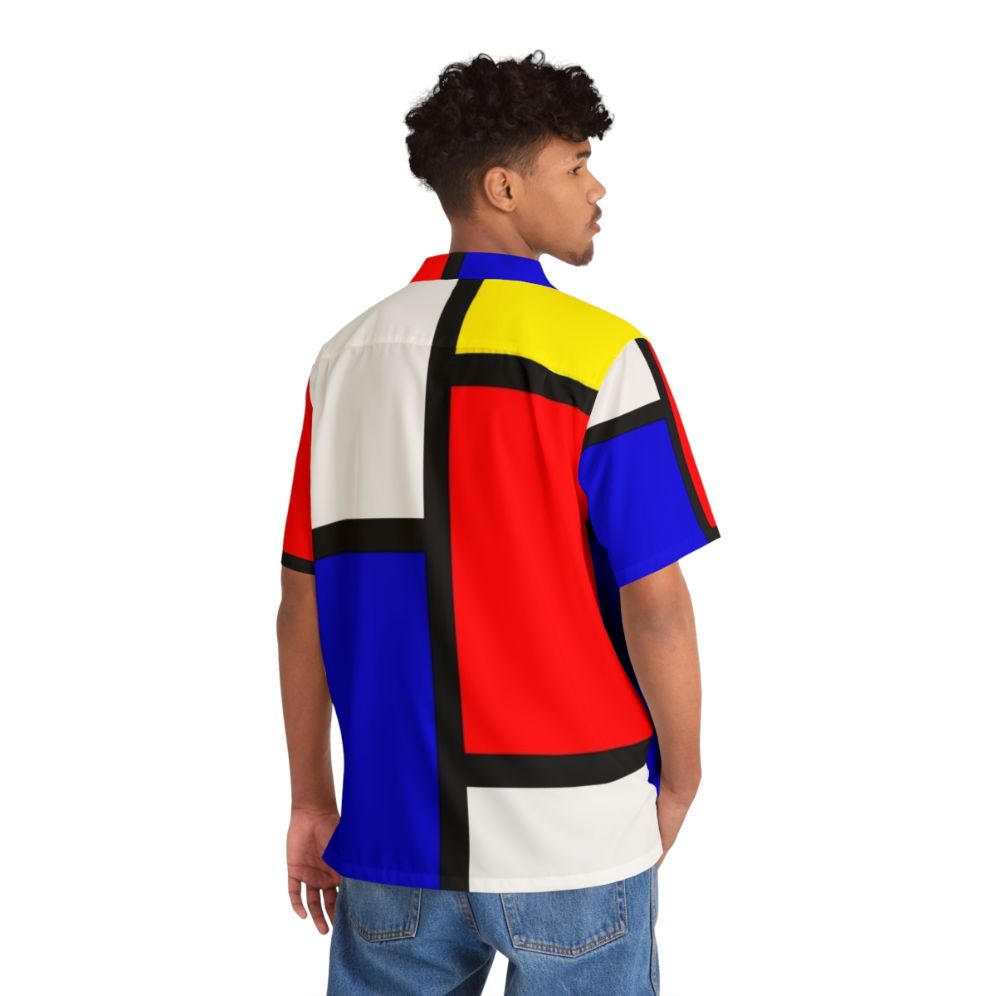 Mondrian-inspired Hawaiian shirt with geometric primary color patterns - People Back