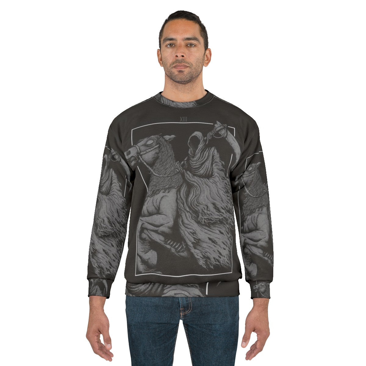 Gothic death reaper skull sweatshirt - men