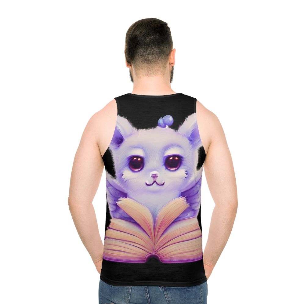 Unisex tank top with open book and legendary mythical creatures design - men back