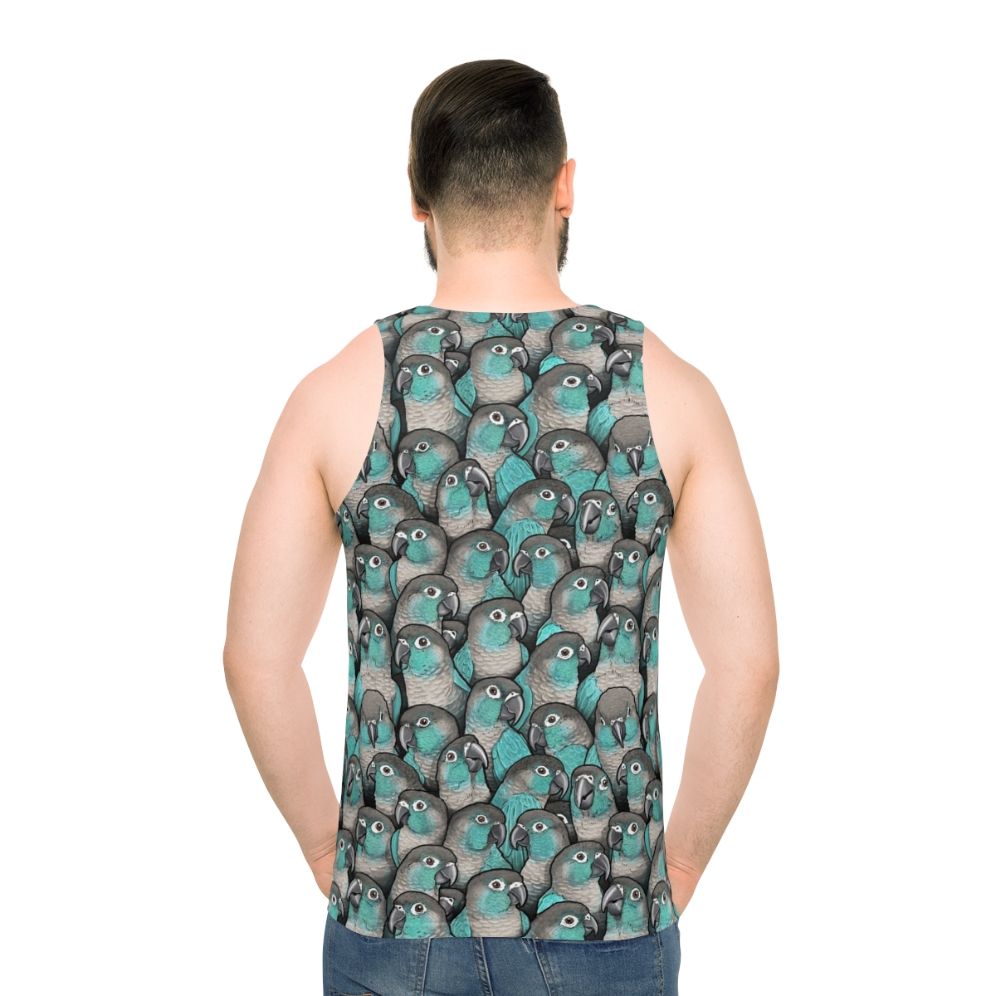 Turquoise green cheeked conure unisex tank top - men back