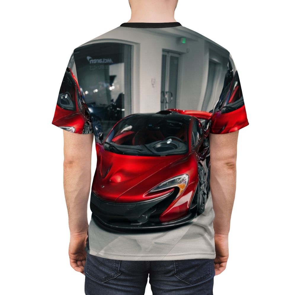 Mclaren P1 Inspired Graphic T-Shirt in Red - men back