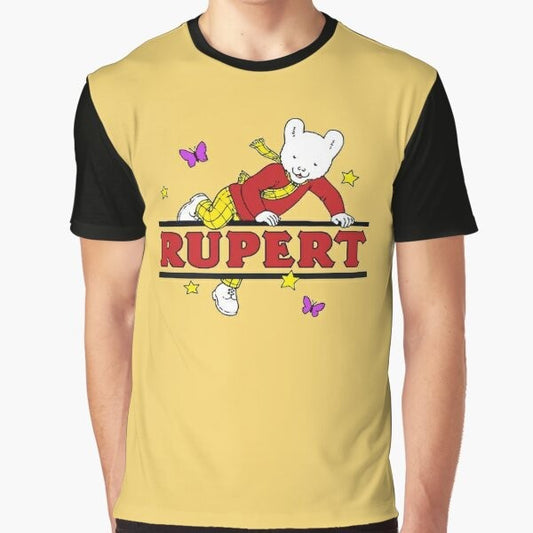 Rupert Bear Graphic T-Shirt with Retro Cartoon Design