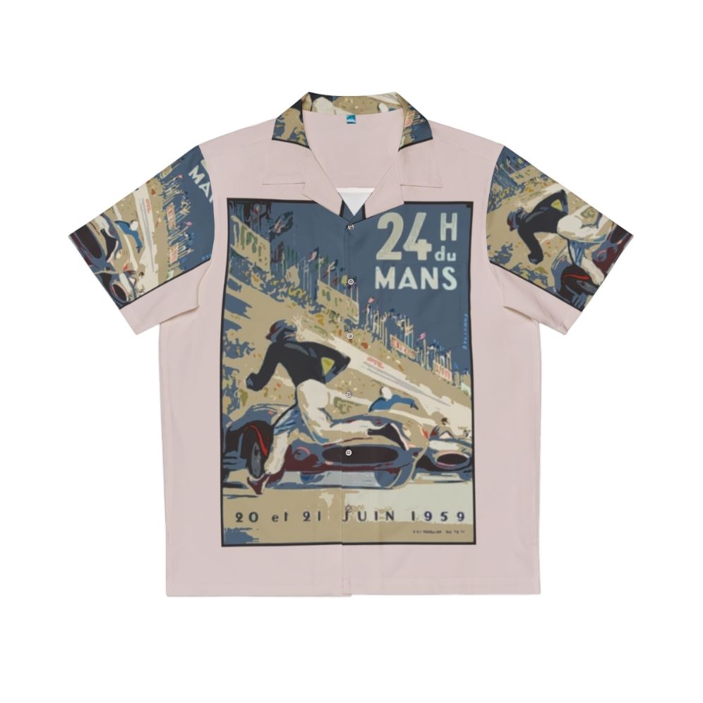 Vintage Hawaiian-style shirt for historic and sports car racing fans