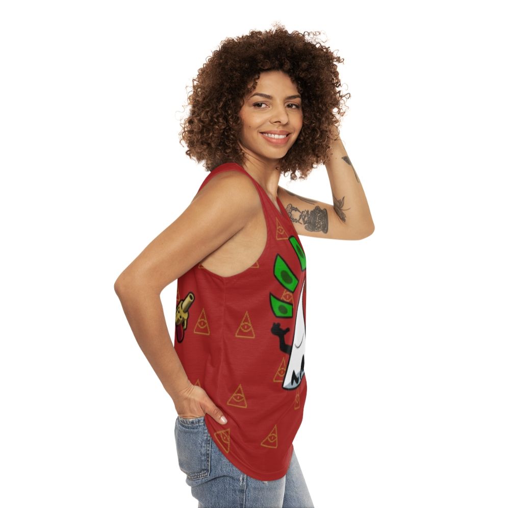 Unisex tank top with Nuclear Throne inspired Yung Venuz design - women side