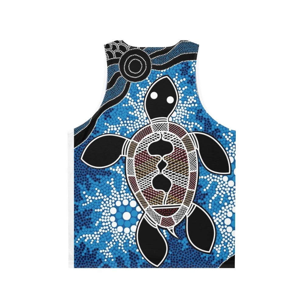 Authentic Aboriginal Art Sea Turtles Unisex Tank Top - Back