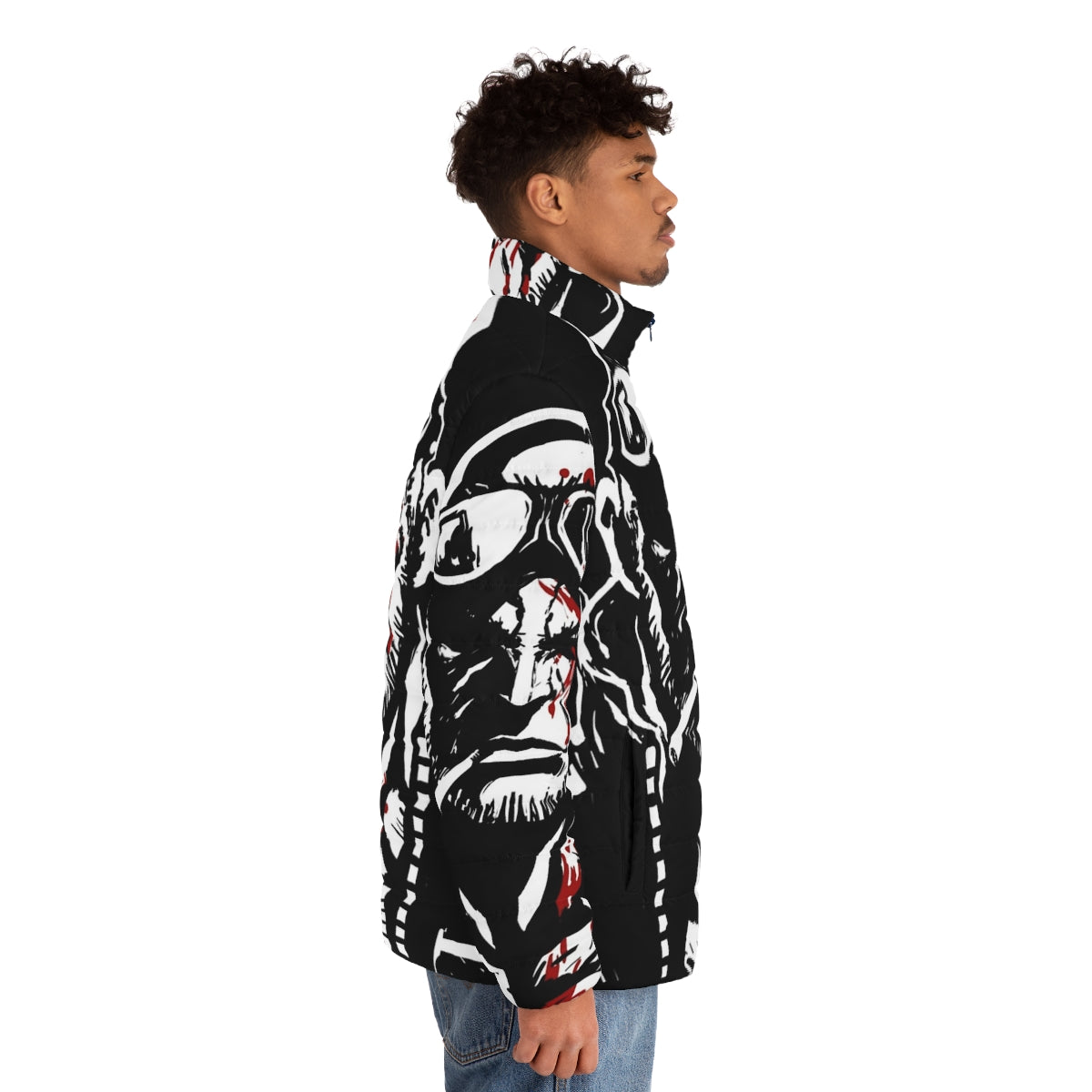 Madworld Jack Puffer Jacket featuring a striking Sin City-inspired graphic design - men side right