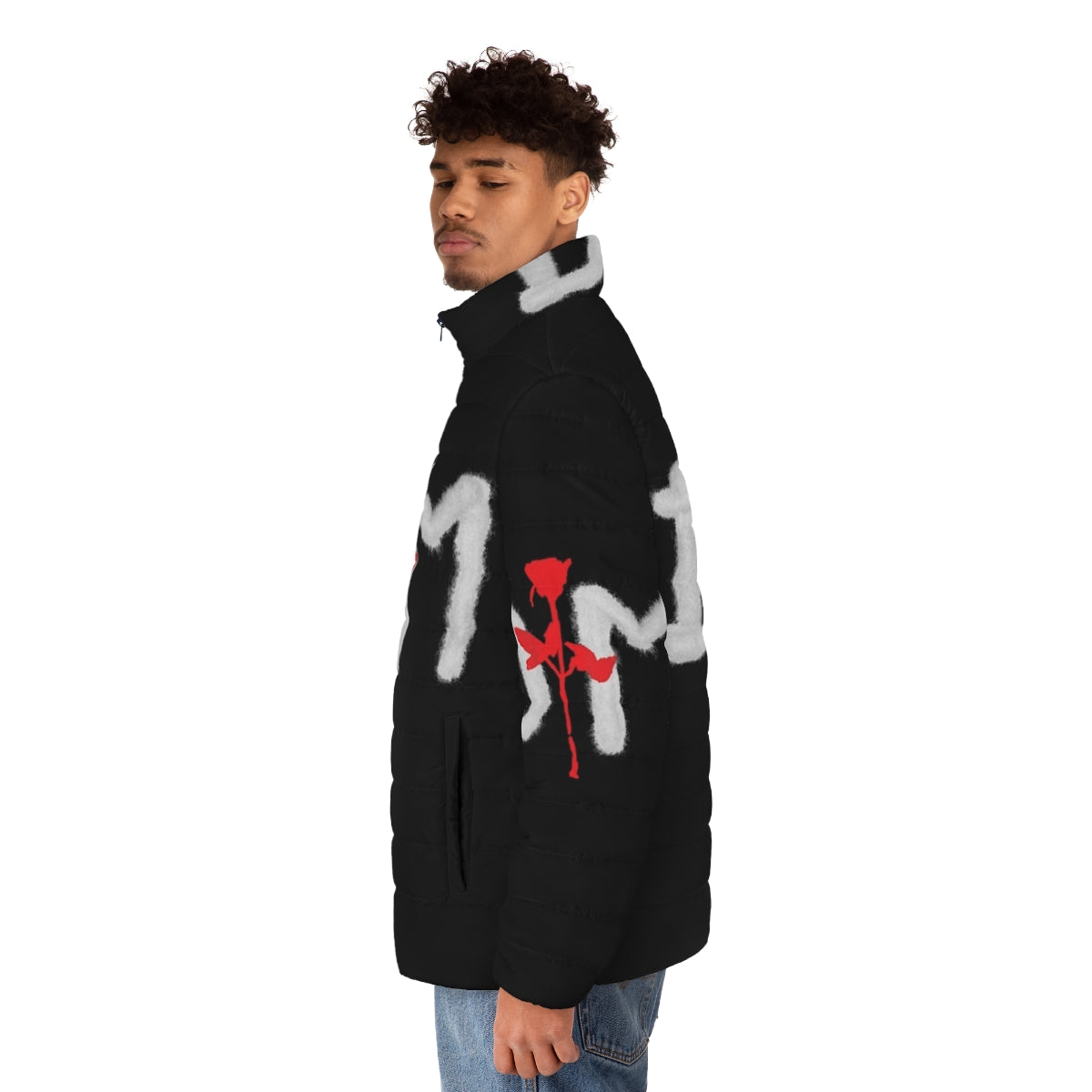 Depeche Mode Pablho Puffer Jacket featuring the iconic Depeche Mode logo - men side left