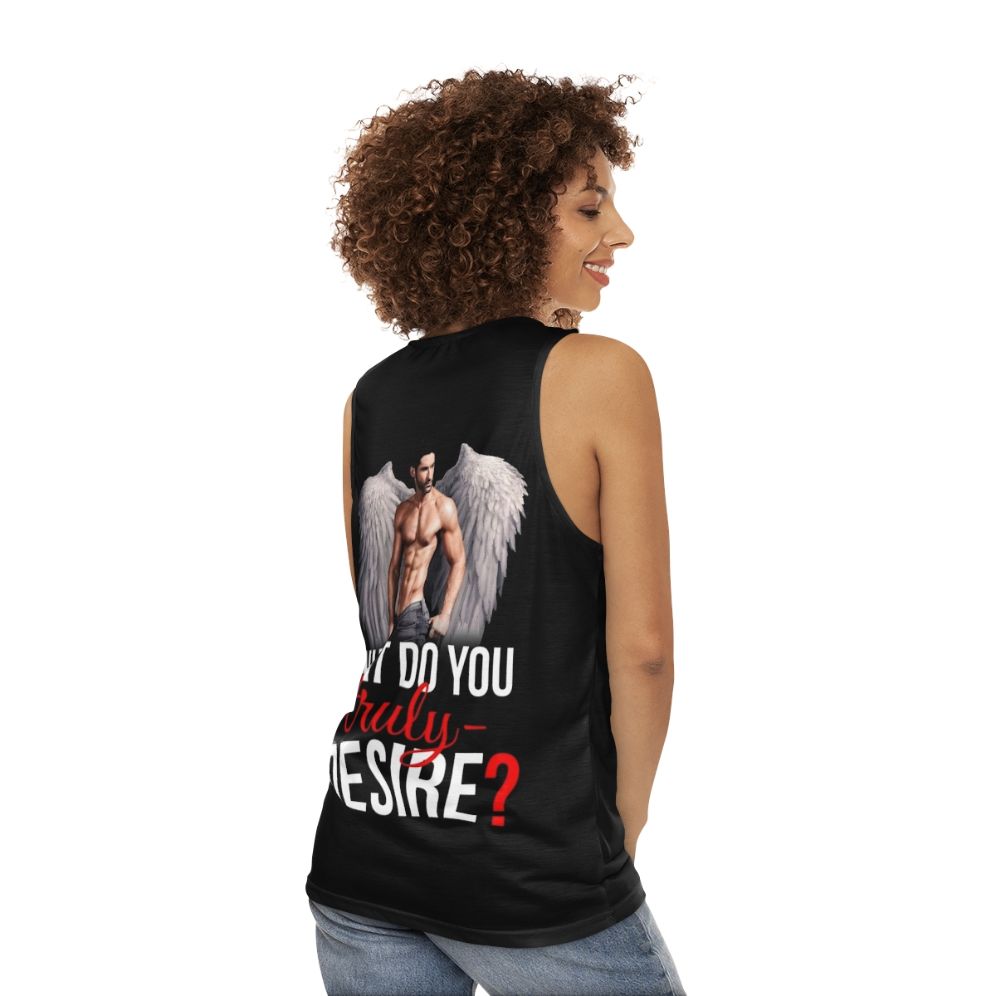 Lucifer-inspired unisex tank top with desire design - women back