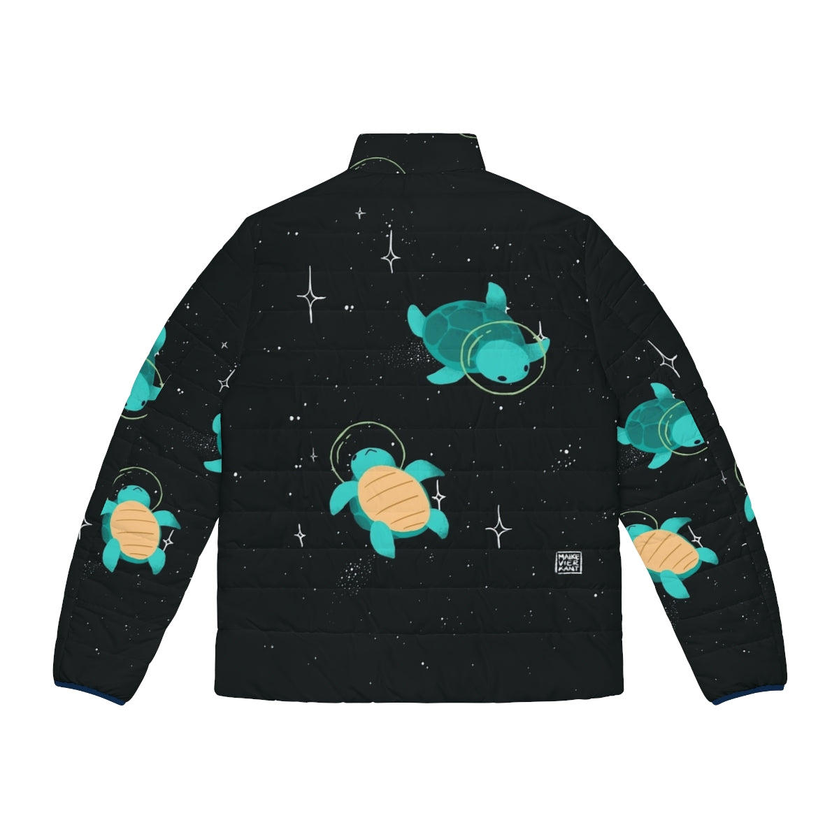 Adorable space turtle wearing a puffer jacket, ready for an intergalactic adventure - Back