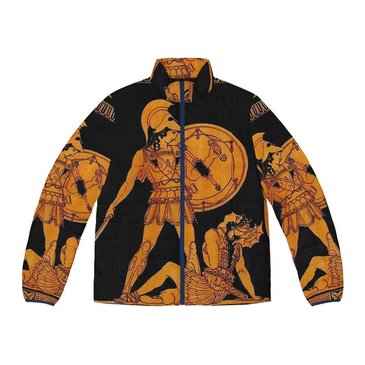 Ancient Greek God and Goddess Frieze Print on Puffer Jacket