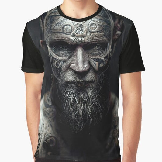 Loki Norse Mythology Graphic T-Shirt featuring the trickster god of Asgard