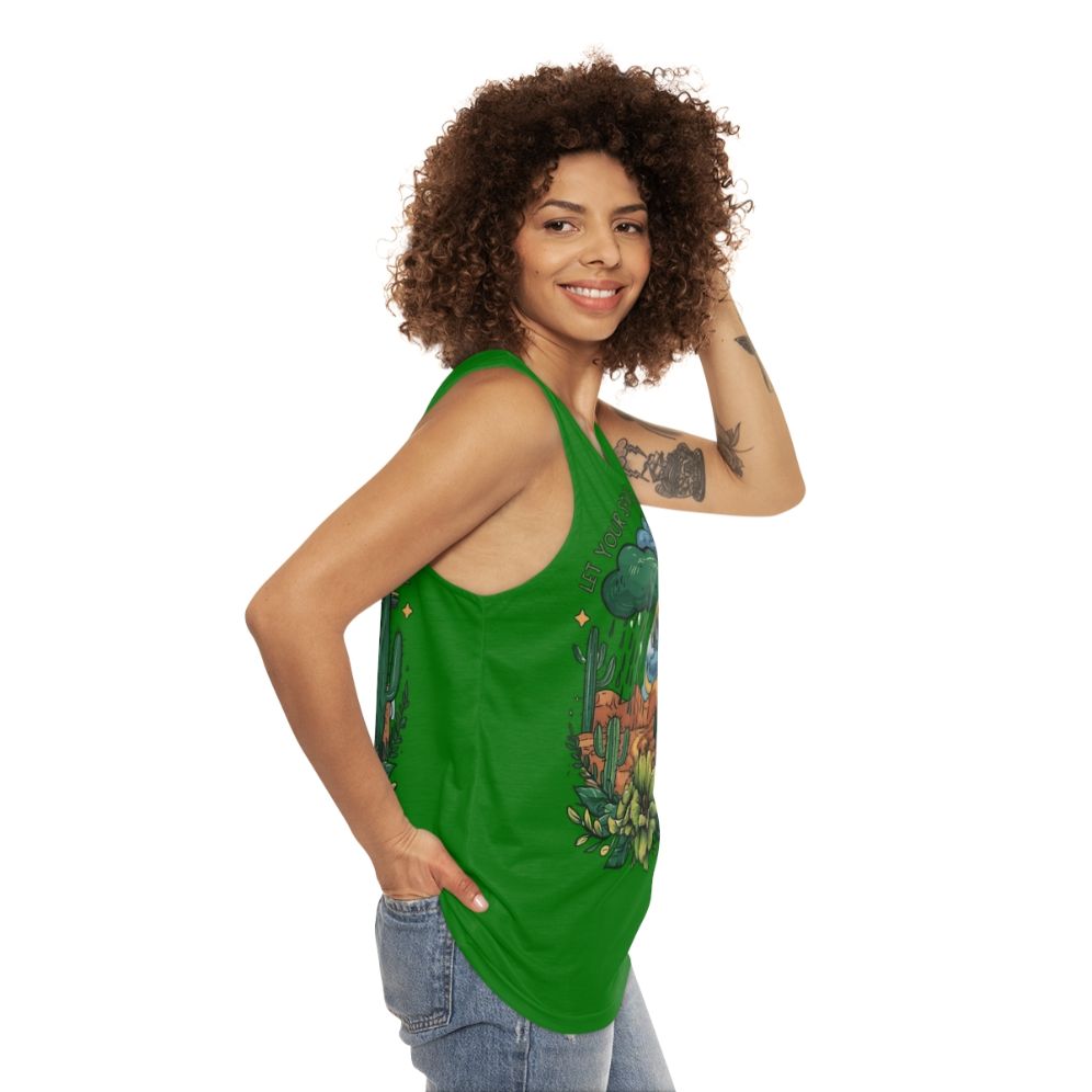 Floral unisex tank top with nature inspired design - women side