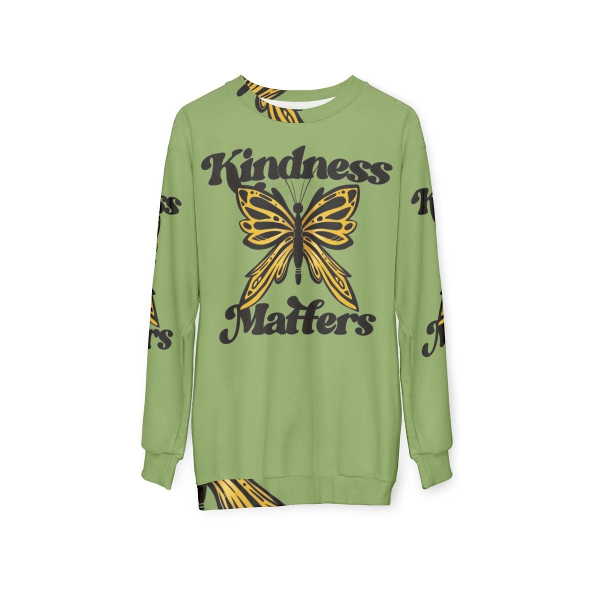 Kindness Matters Sweatshirt with Butterfly Design - hanging