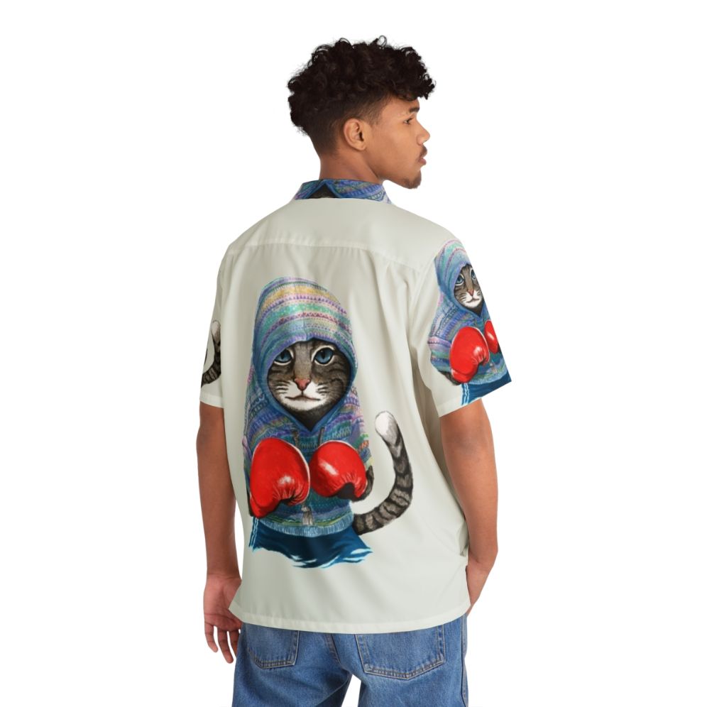 Boxing Cat Hawaiian Shirt with Vibrant Animal Print - People Back