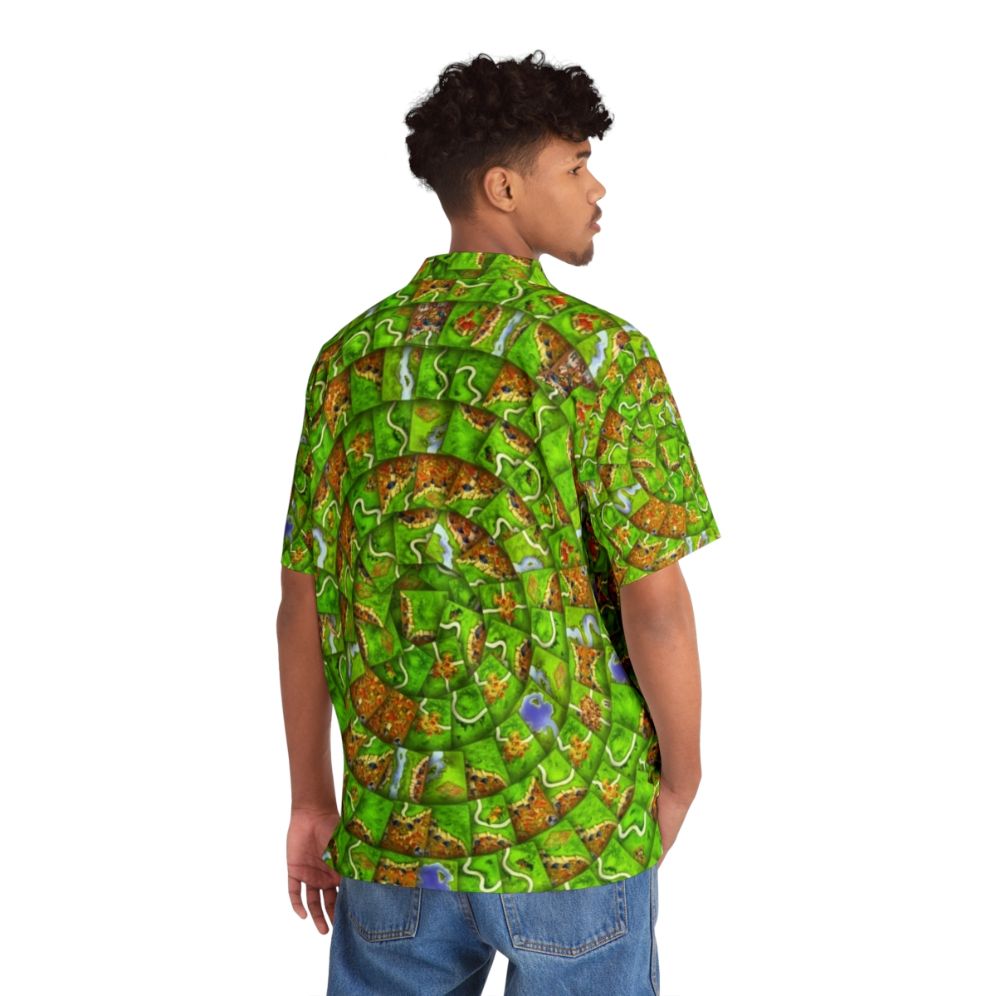 Carcassonne Swirl Hawaiian Shirt with Board Game Meeple and Dice - People Back