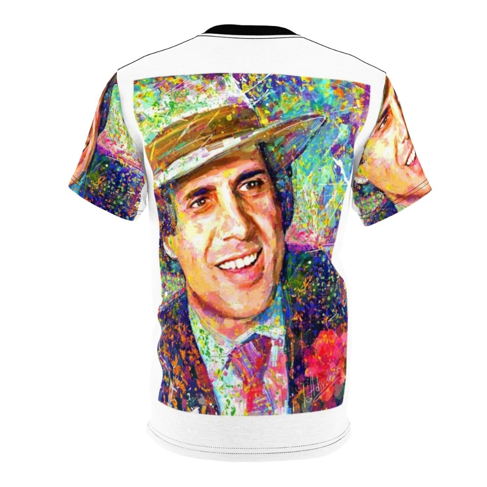 Adriano Celentano inspired oil painting portrait graphic on a t-shirt - Back