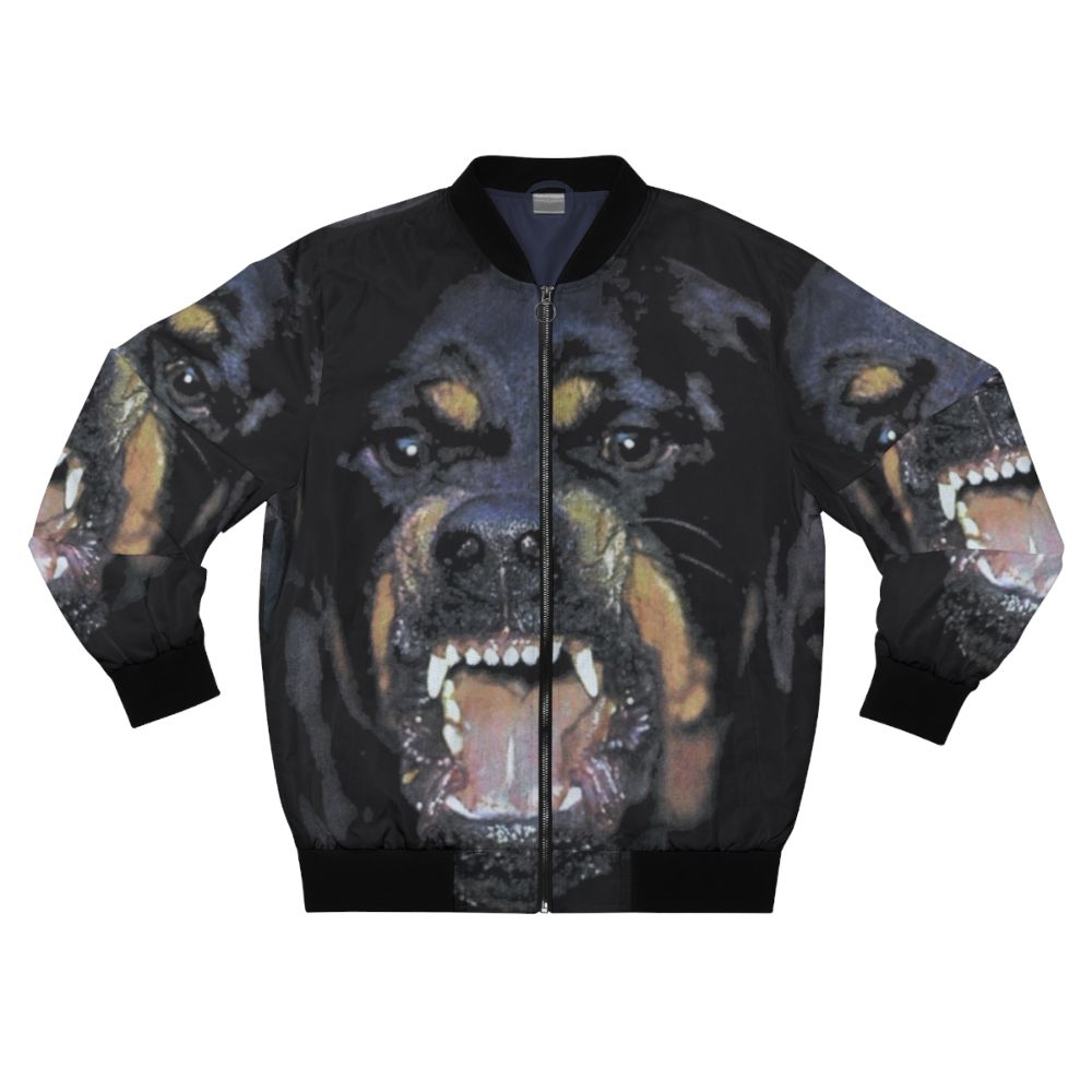 Rottweiler Bomber Jacket with Dog Silhouette Design