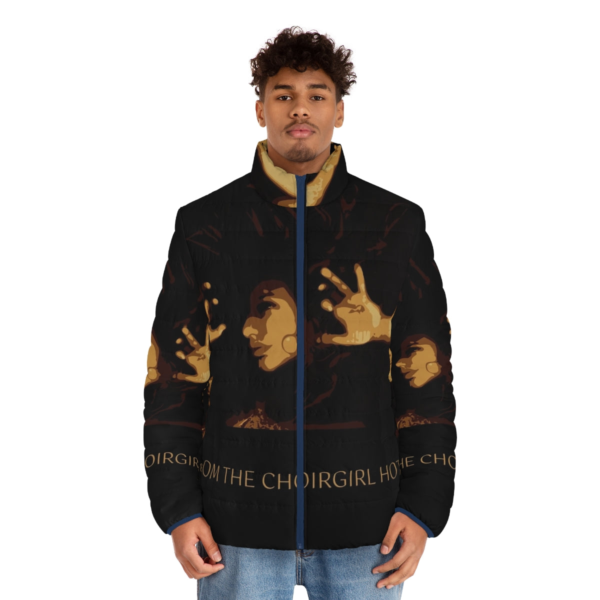 Grixis-themed puffer jacket with dragons and minions - men front